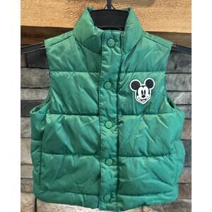 Janie and Jack x Disney Mickey Mouse Green Toddler Snap Puffer Vest Size 2T *C2